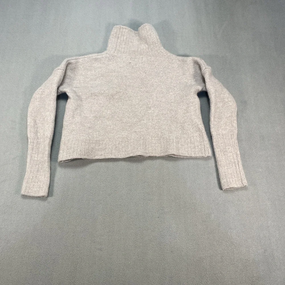 Rachel Zoe Women's Small Cropped Turtleneck Sweater 100% Extrafine Merino Wool